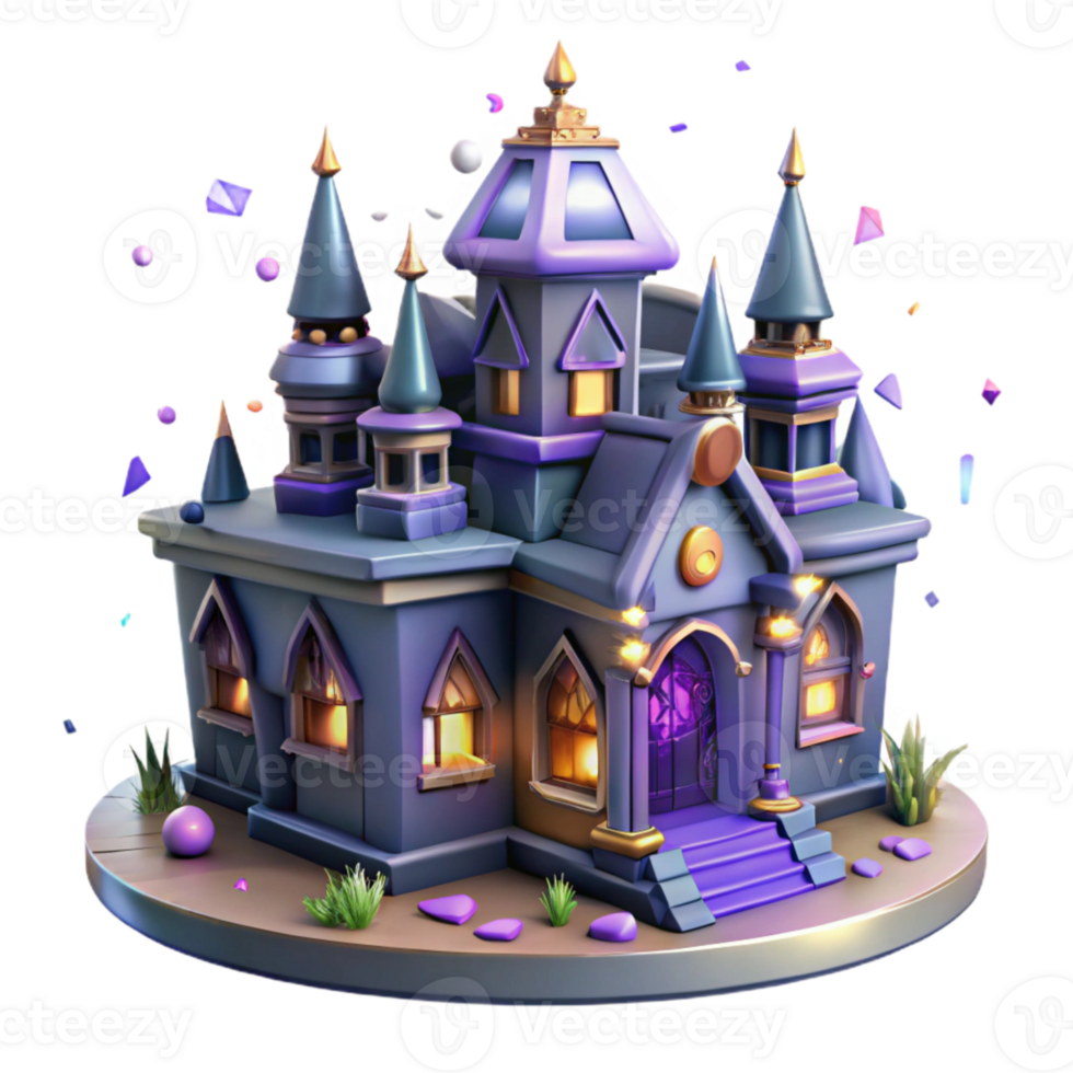 vibrant modern Haunted Mansion Isolated for Horror Games high quality png