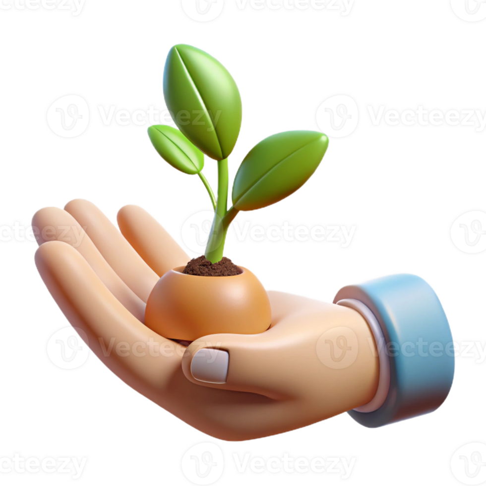 wonderful classic A close-up of a human hand holding a small plant, symbolic of growth and nurture 4K png