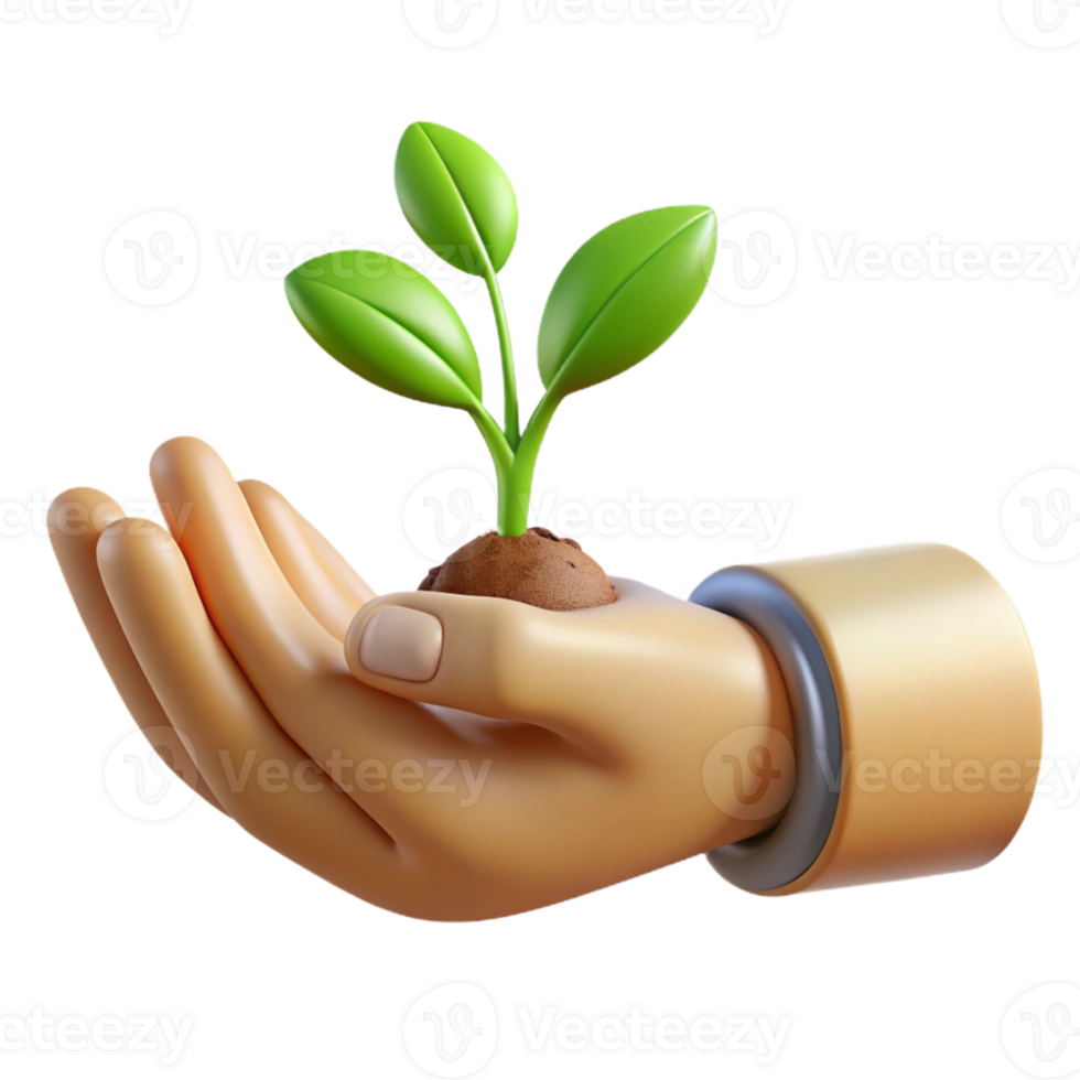 stunning vintage A close-up of a human hand holding a small plant, symbolic of growth and nurture professional png