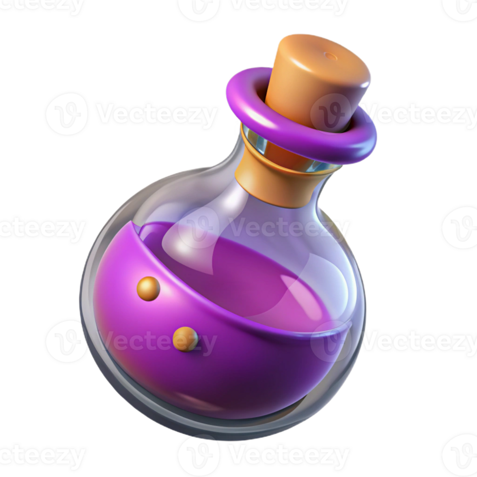 beautiful artistic A magical potion bottle with swirling liquid inside 4K png