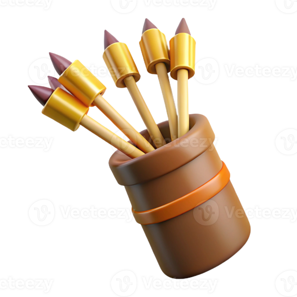 wonderful rustic A quiver full of arrows with fletching and pointed tips 4K png