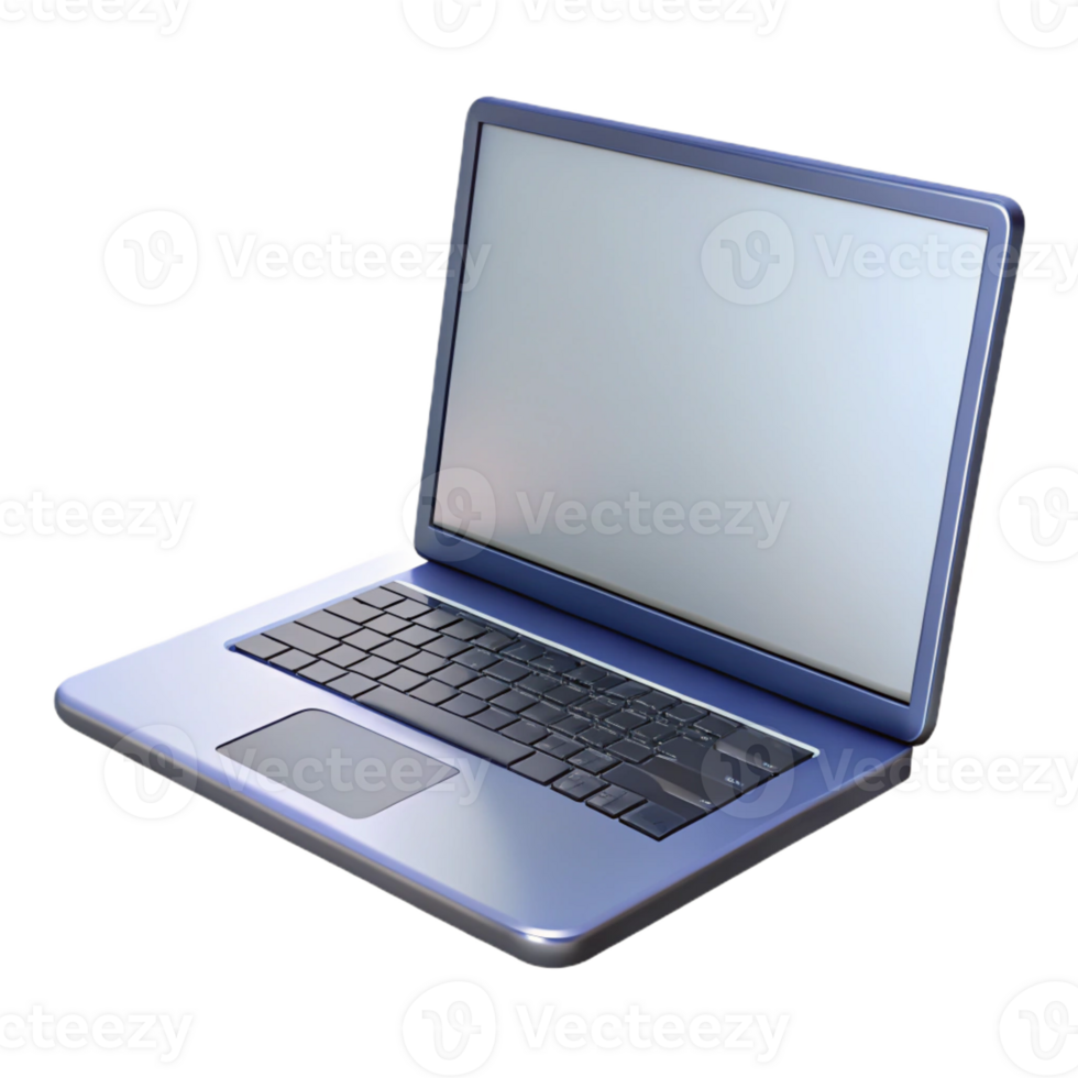 stunning vintage Laptop computer with blank screen open 45 degrees high resolution png