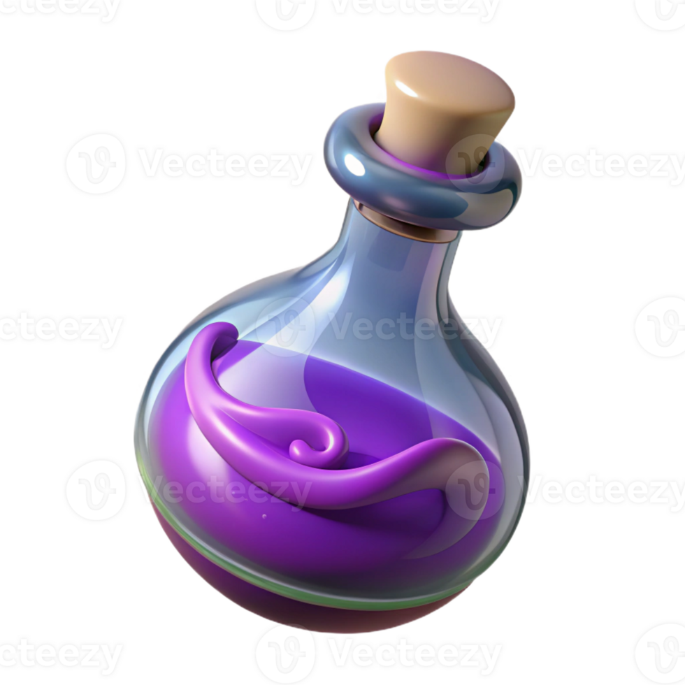 magnificent classic A magical potion bottle with swirling liquid inside high resolution png