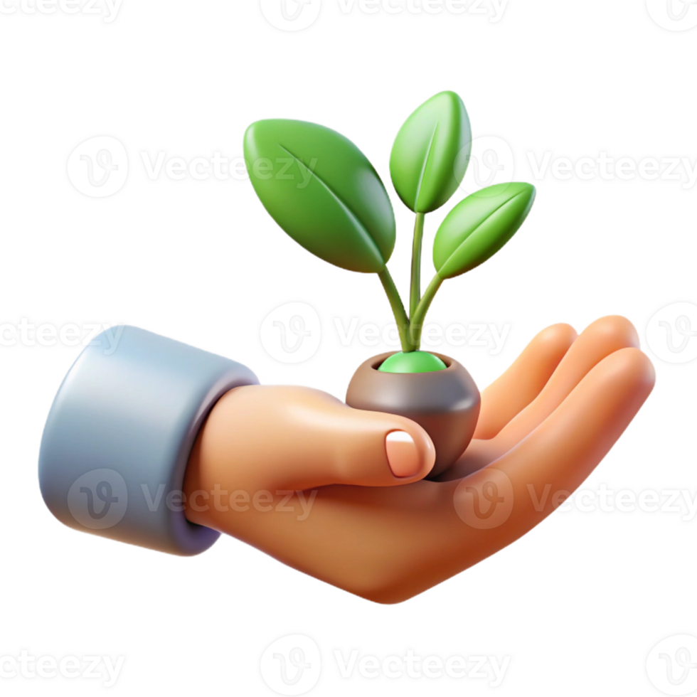 wonderful classic A close-up of a human hand holding a small plant, symbolic of growth and nurture authentic png