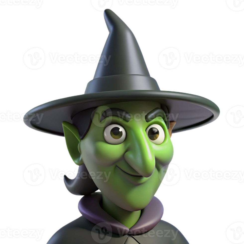 elegant abstract A wicked witch with a crooked nose and a pointed hat genuine png