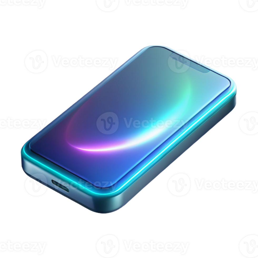 extraordinary abstract A sleek, futuristic smartphone displaying a holographic interface, illuminated by soft white light, product design style authentic png