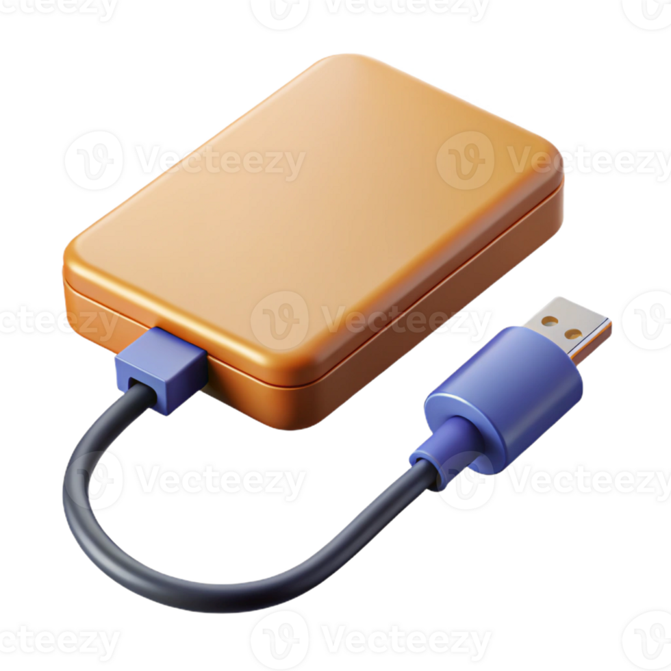 impressive artistic External hard drive with USB cable authentic png