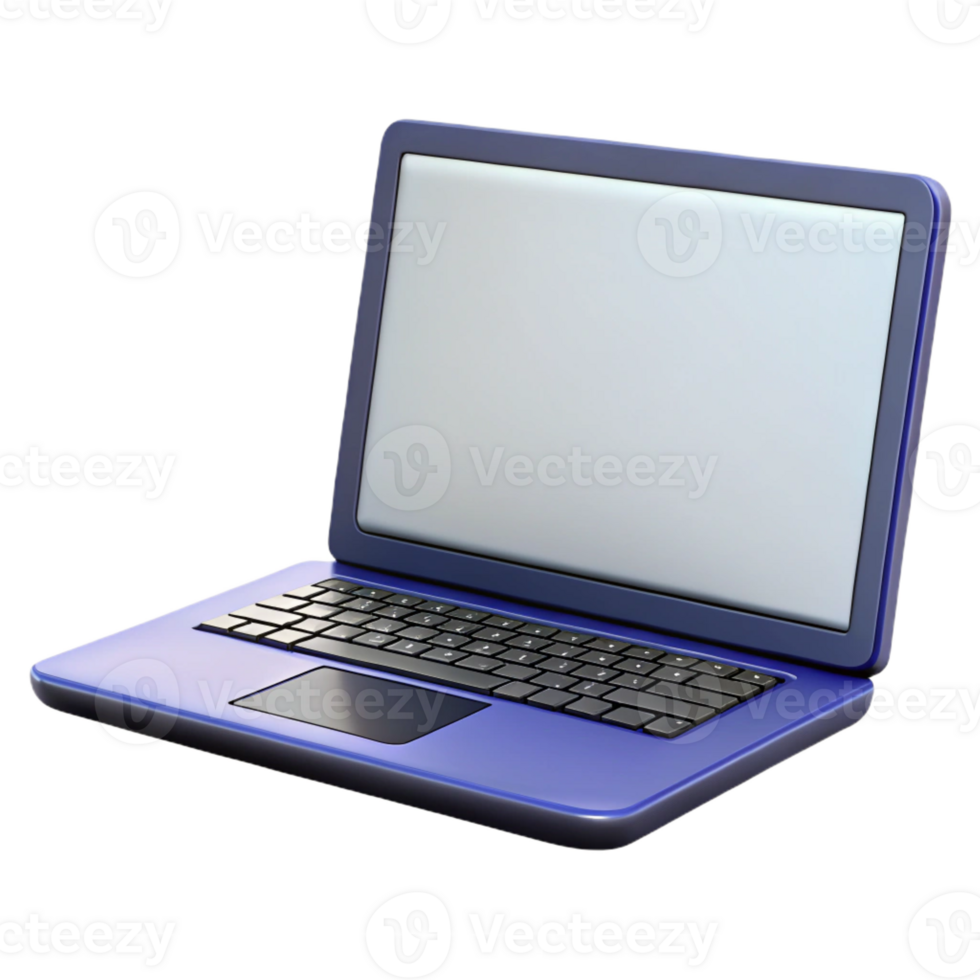 impressive contemporary Laptop computer with blank white screen detailed png