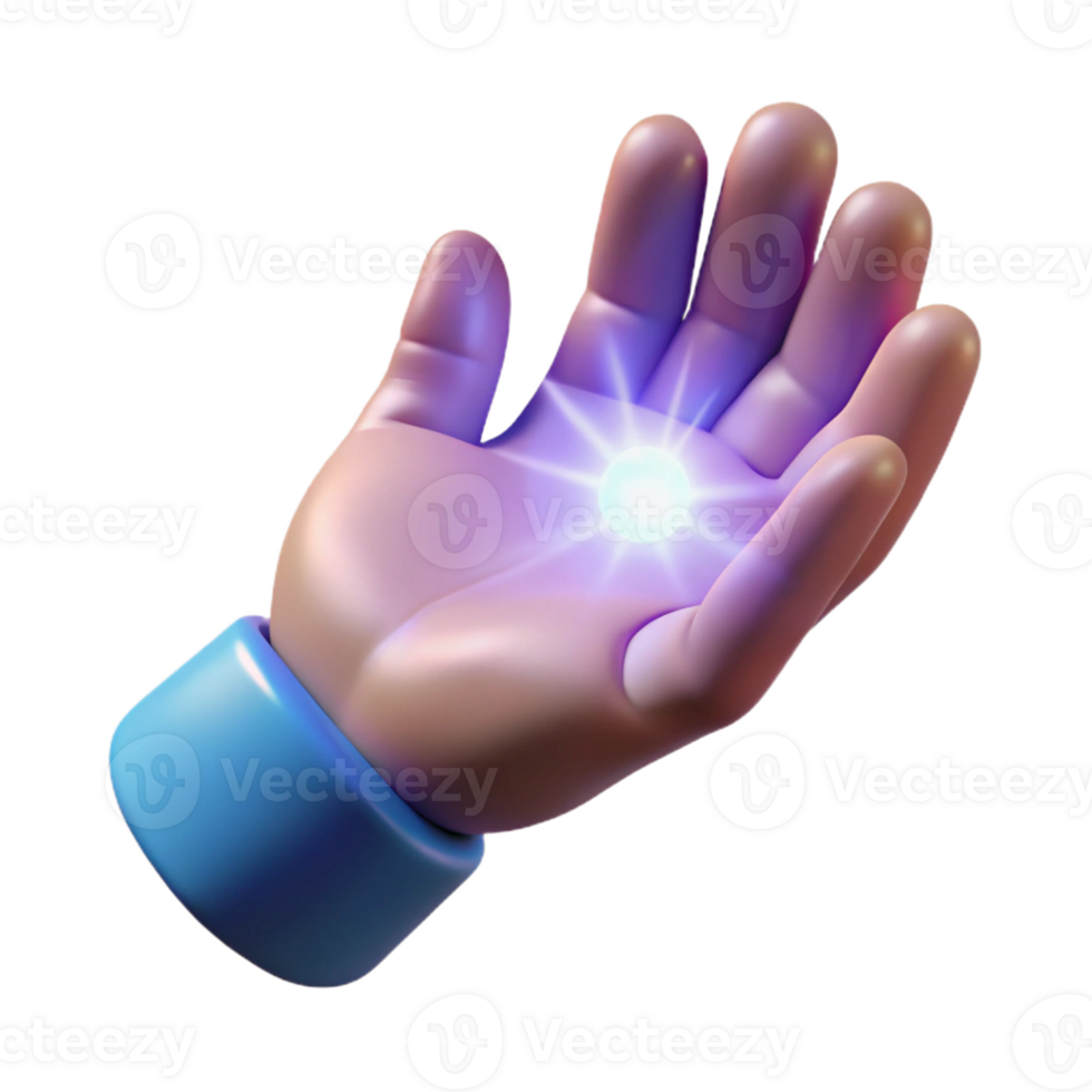 extraordinary minimalist A single, open hand, glowing with magical energy, reaching out professional png