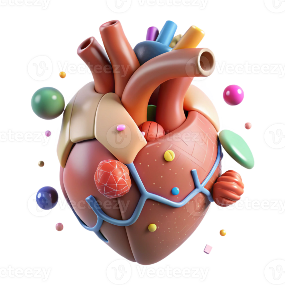 dramatic artistic Heart Anatomy Diagram Transparent Background for Medical Education detailed png