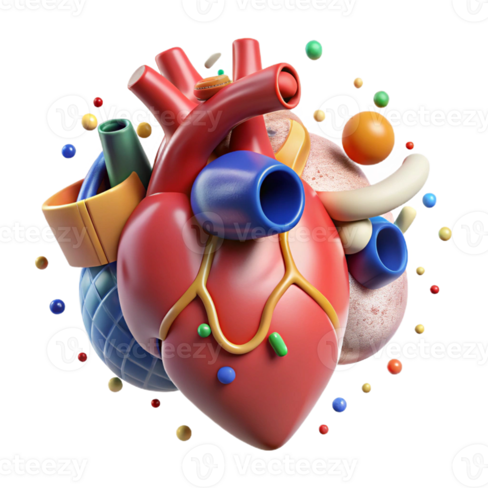 elegant vintage Heart Diagram Circulatory System Cutout for Health Education authentic png