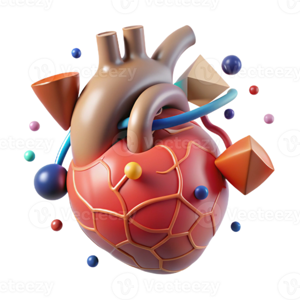 elegant traditional Heart Diagram Circulatory System Cutout for Health Education authentic png