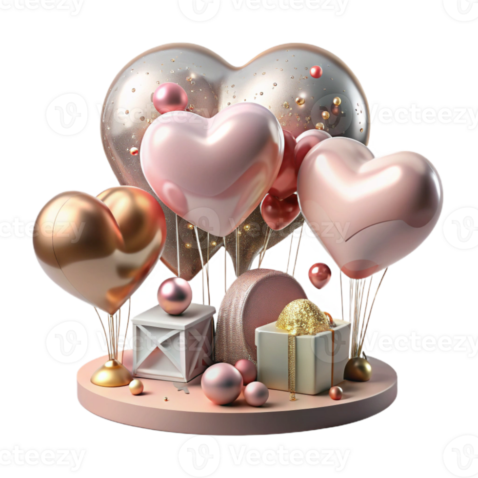 serene minimalist Heart Shaped Balloons Romantic Anniversary Transparent high quality png