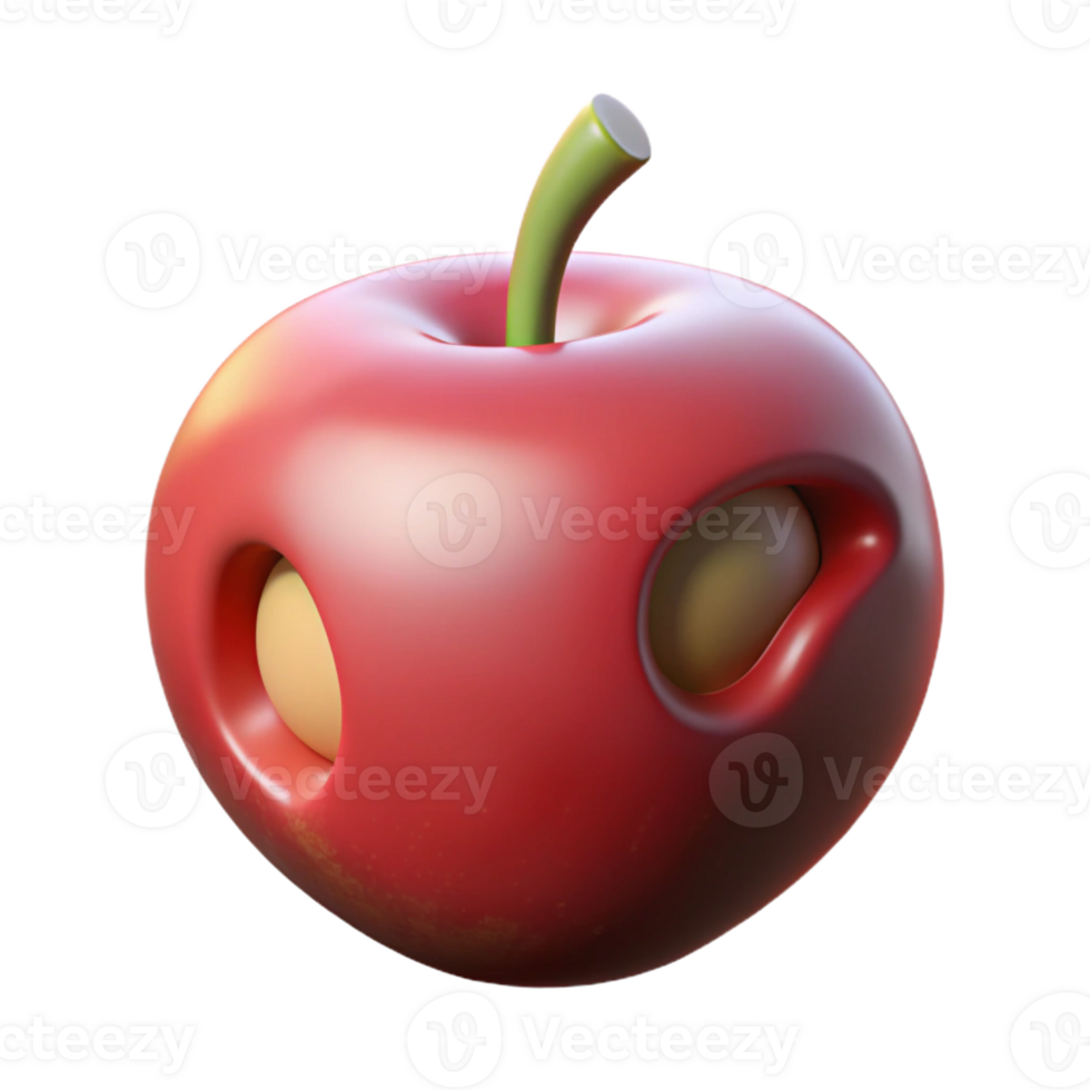 magnificent abstract A single, poisoned apple with a visible bite mark genuine png