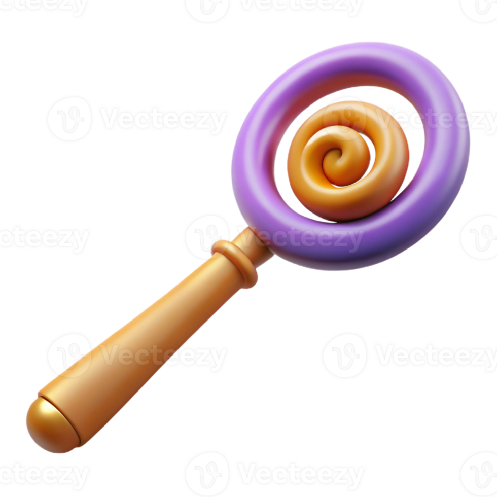 stunning artistic A single, realistic magic wand with a spiral design premium png