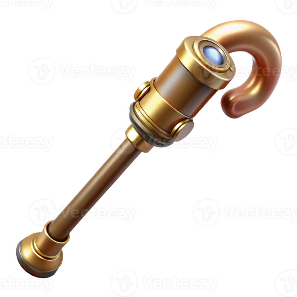 vibrant abstract Steampunk cane with a brass handle and a hidden compartment genuine png