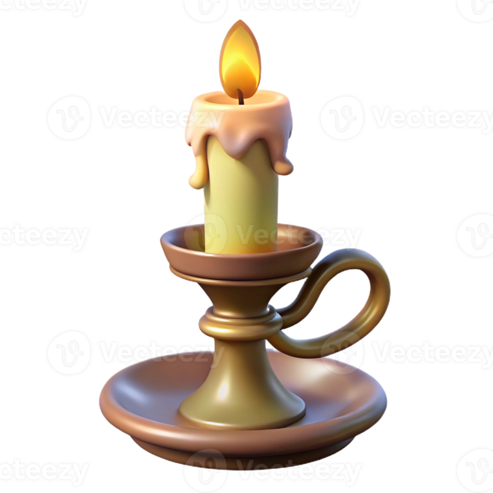 stunning creative A single, ornate candlestick, burning candle, dripping wax exclusive png
