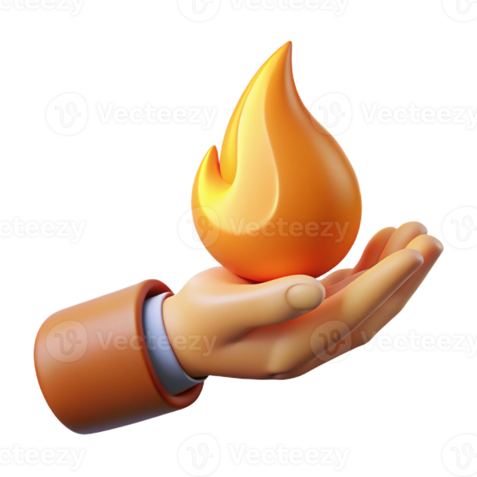 wonderful minimalist A single human hand holding a burning flame high quality png