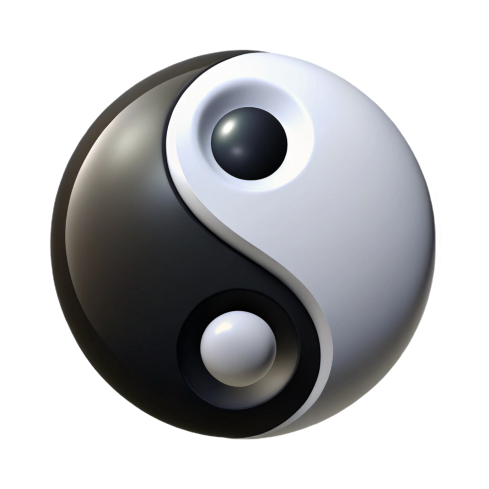 beautiful vintage A yin yang symbol, black and white, high resolution png
