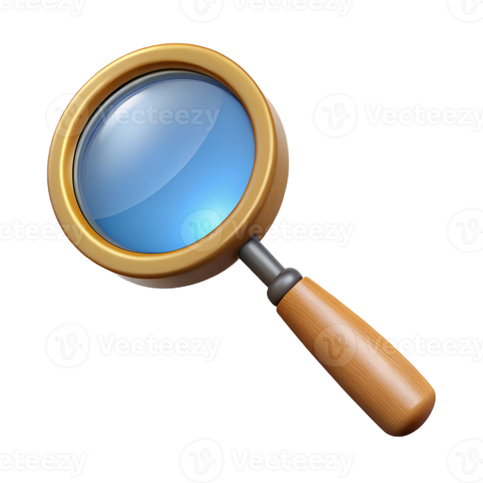 impressive classic A magnifying glass, classic design, wooden handle, authentic png
