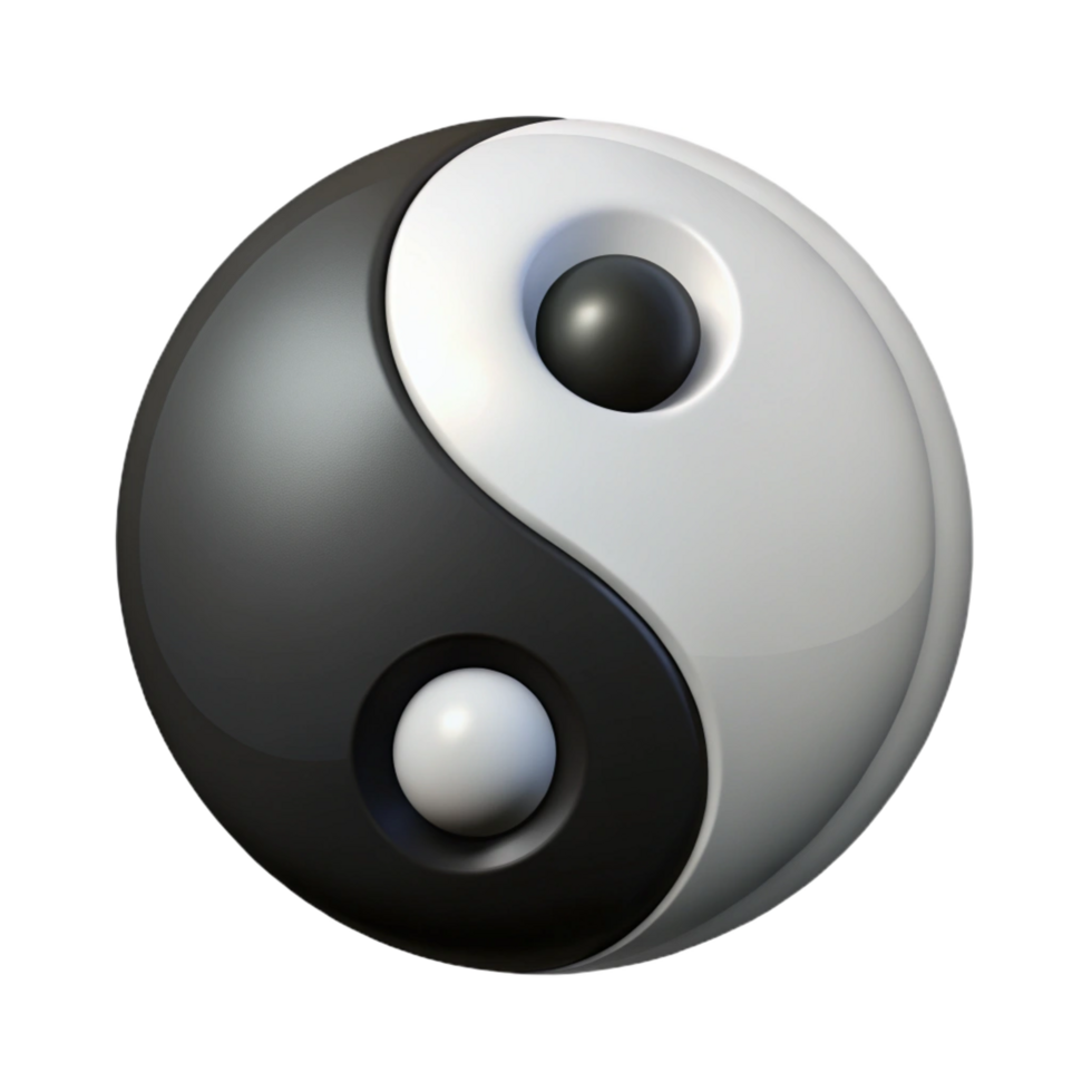 vibrant rustic A yin yang symbol, black and white, high resolution png