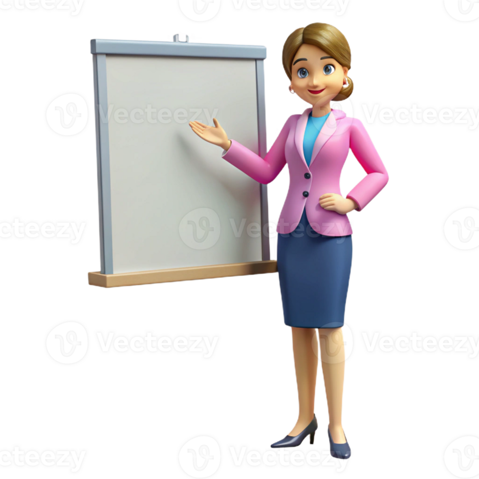 vibrant vintage Businesswoman giving a presentation, authentic png