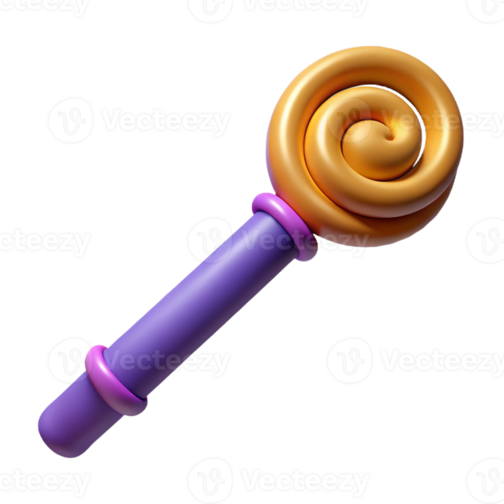 beautiful rustic A single, realistic magic wand with a spiral design detailed png