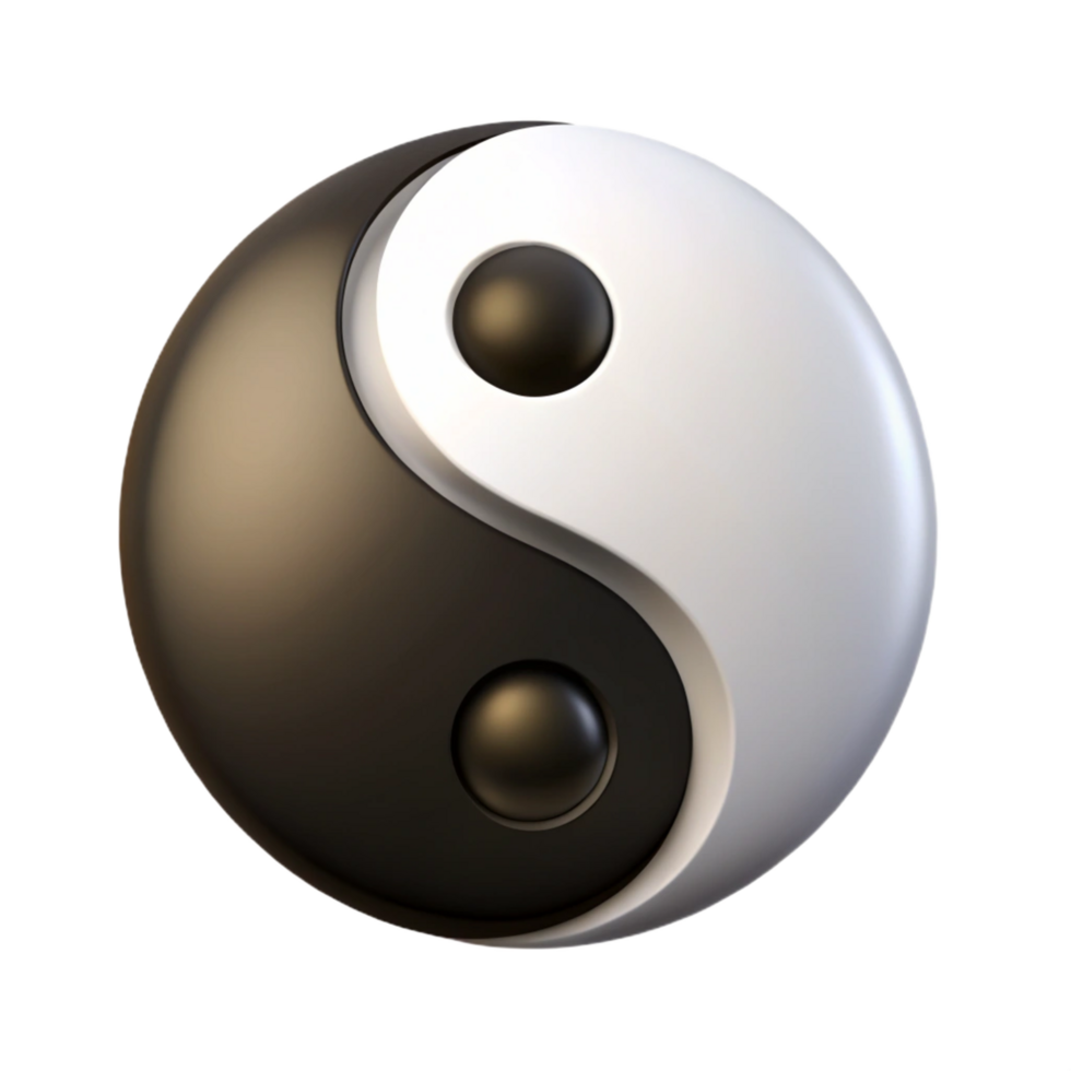 dramatic rustic A yin yang symbol, black and white, high quality png