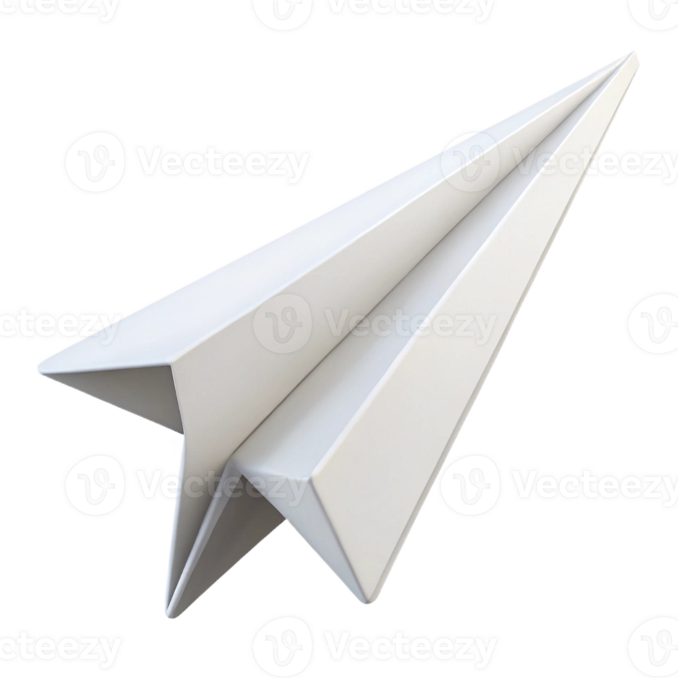 elegant traditional A paper airplane, white, mid-flight, authentic png