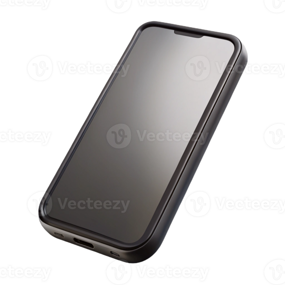 elegant abstract A mobile phone, modern, black, blank screen, original png