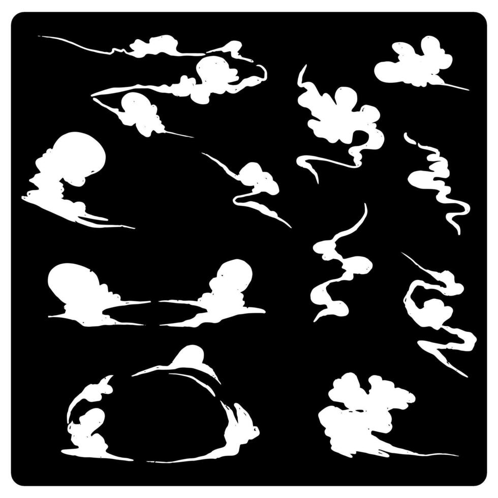 Cartoon Clouds, Smoke, Bomb Explosion, Comic Boom Effect vector