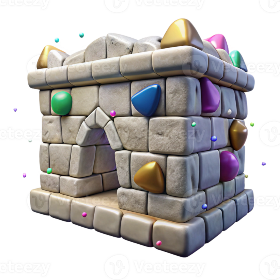 vibrant artistic Historic Facade Stone Wall Texture Detail Isolated authentic png