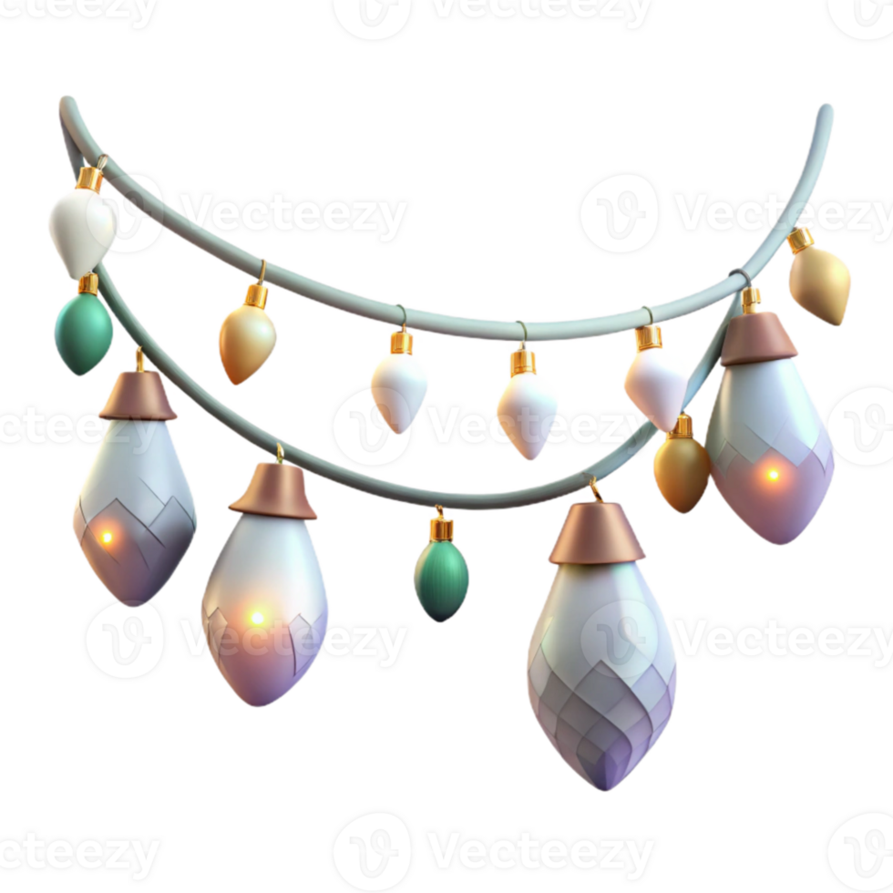 elegant modern Holiday Lights Twinkling String Decoration Isolated high quality png