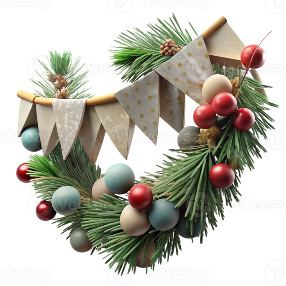elegant creative Holiday Garland Pine Branches Berries Cutout for Decorations detailed png