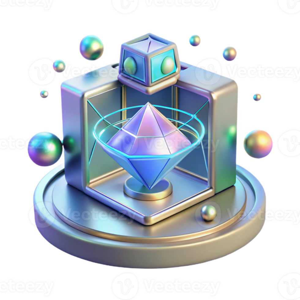 impressive contemporary Hologram Projection Cutout with 3d Model for Tech Visualization high resolution png