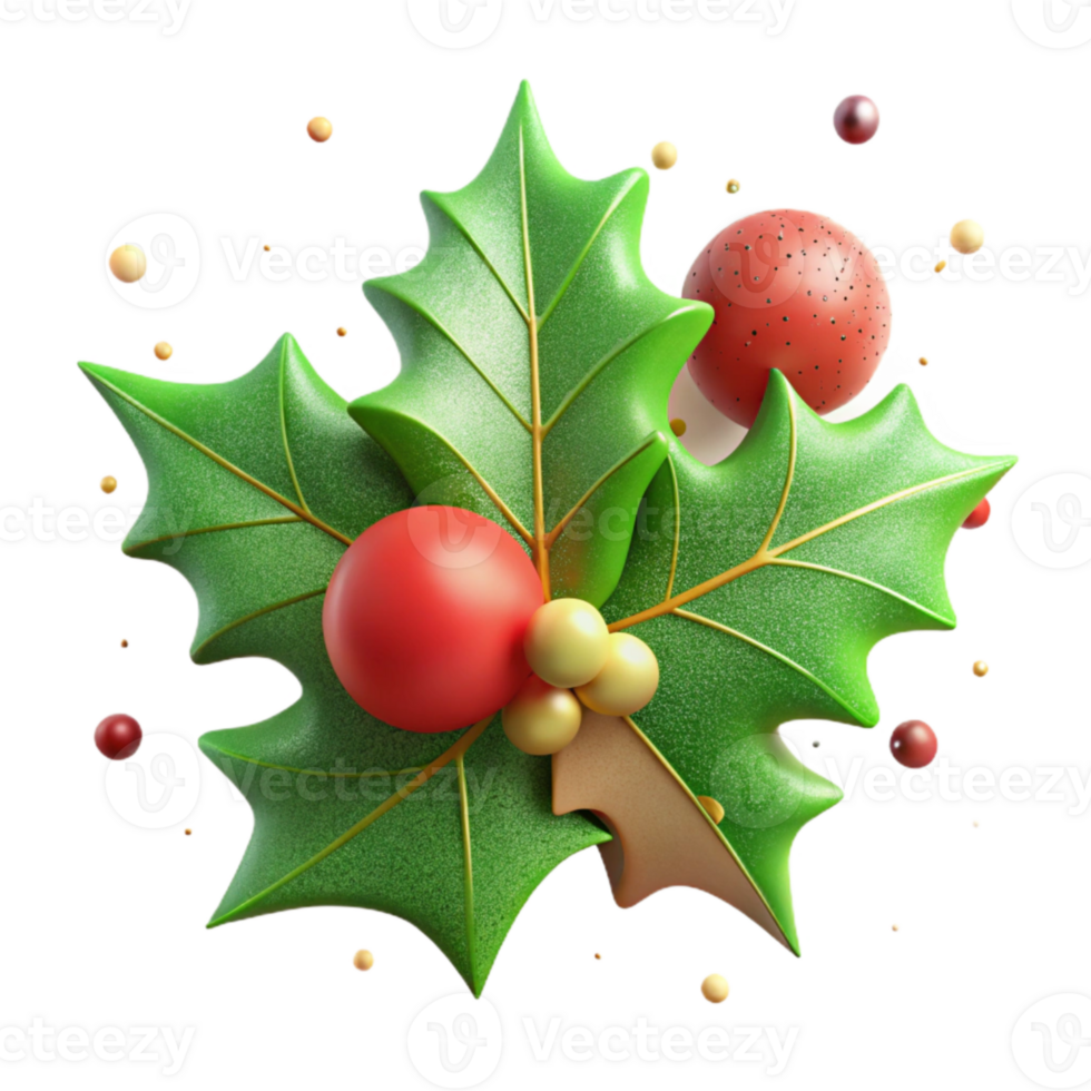 vibrant vintage Holly Leaf Green Spiky Edges Transparent for Christmas Crafts professional png