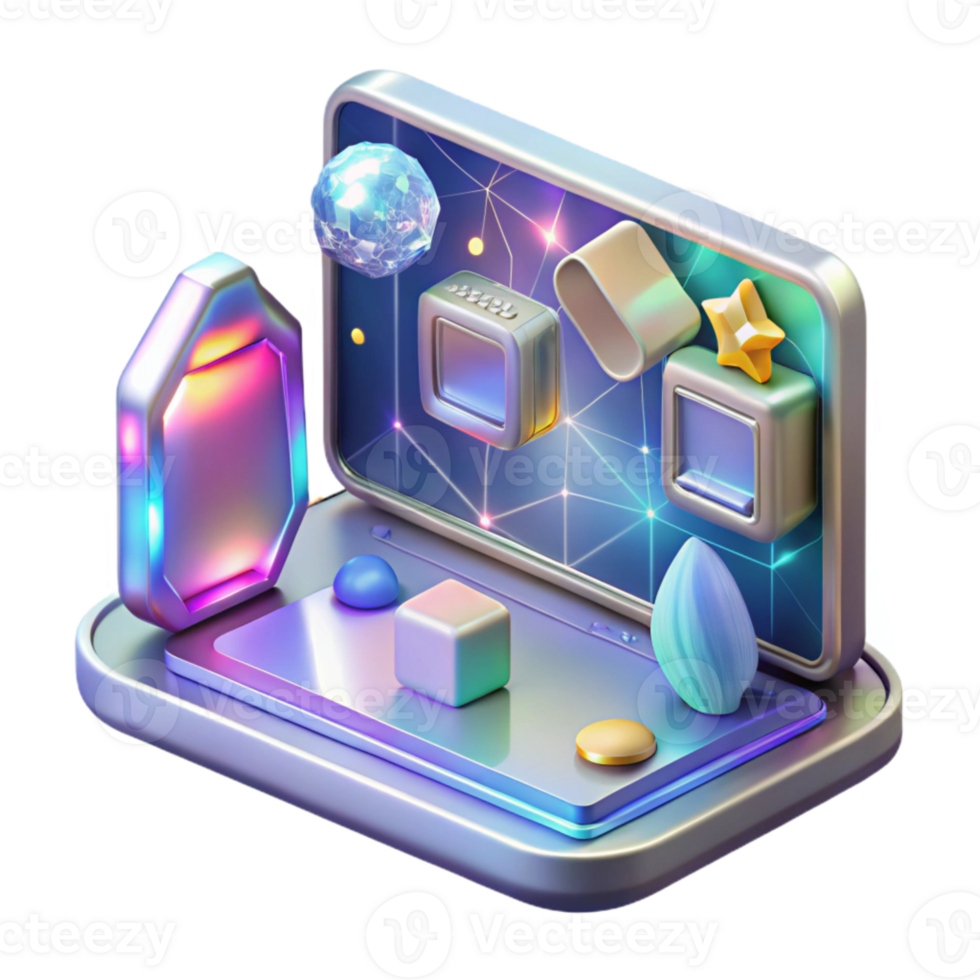 wonderful creative Holographic Display Screen Cutout with User Interface for Tech Projects high resolution png