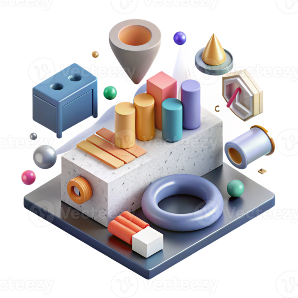 wonderful minimalist Isometric Infographic Elements Set Isolated for Data Display premium png