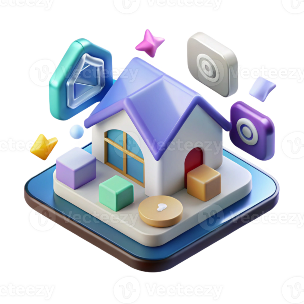 dramatic traditional Isometric Smart Home Icons Transparent for 3d Graphics detailed png