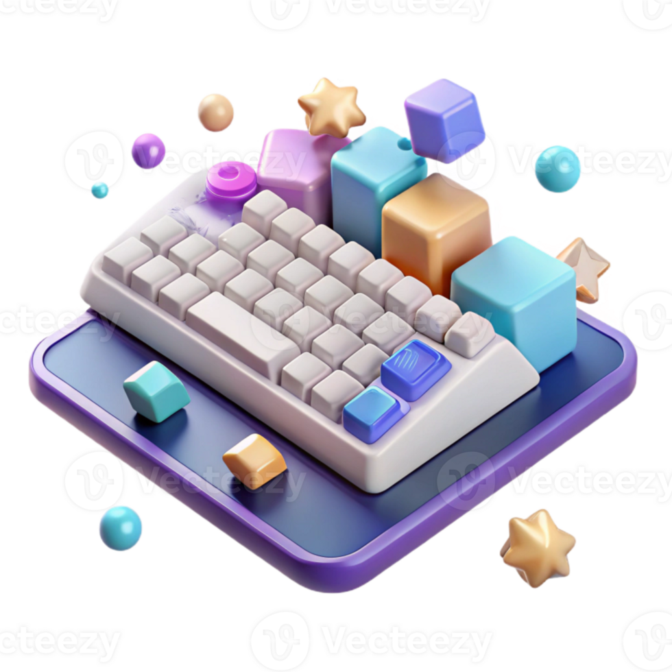 stunning contemporary Isometric Virtual Keyboard Cutout for Interactive Design high resolution png