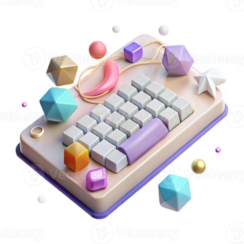 beautiful rustic Isometric Virtual Keyboard Cutout for Interactive Design original png