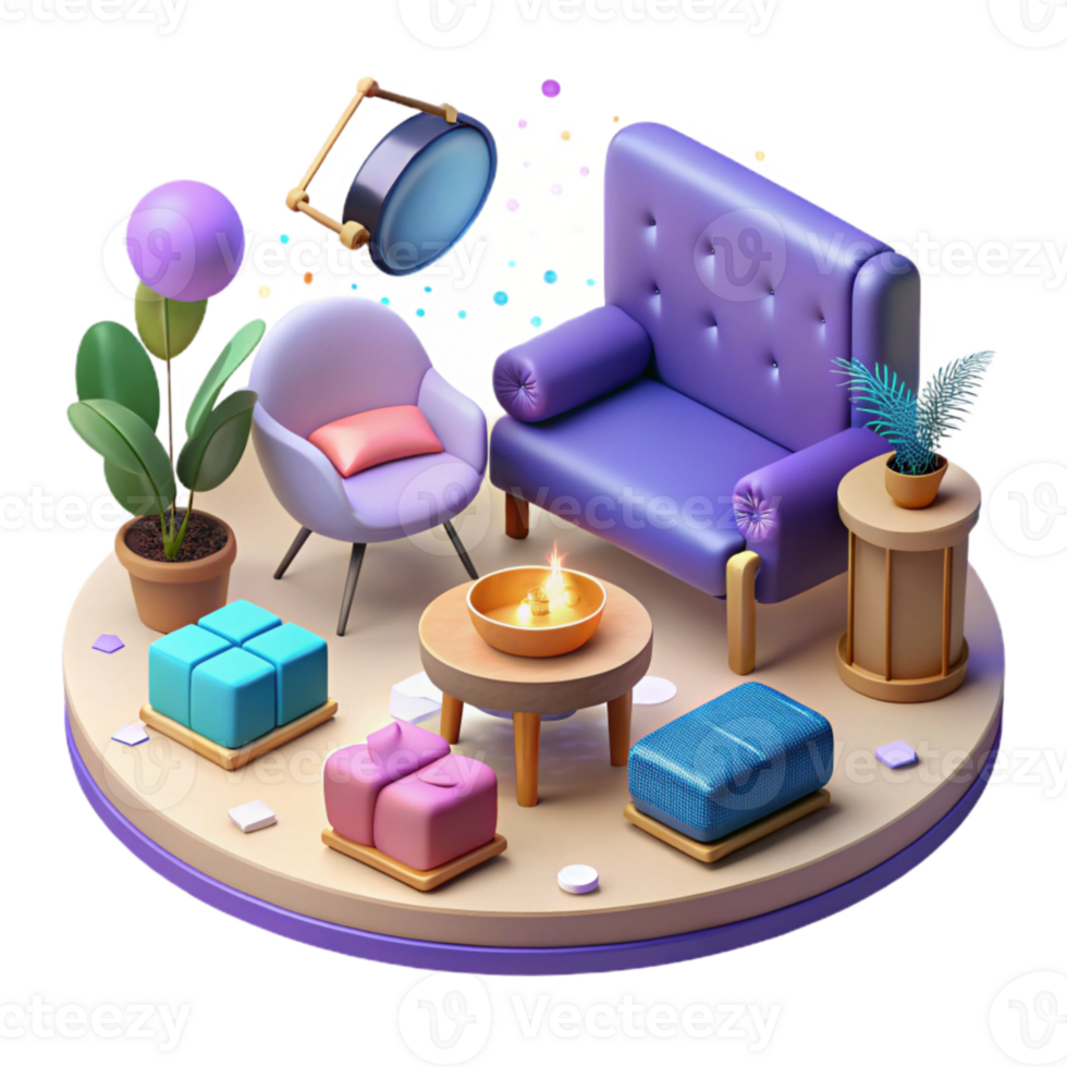 magnificent artistic Isometric Vr Furniture Set Cutout for Virtual Interior Design high quality png
