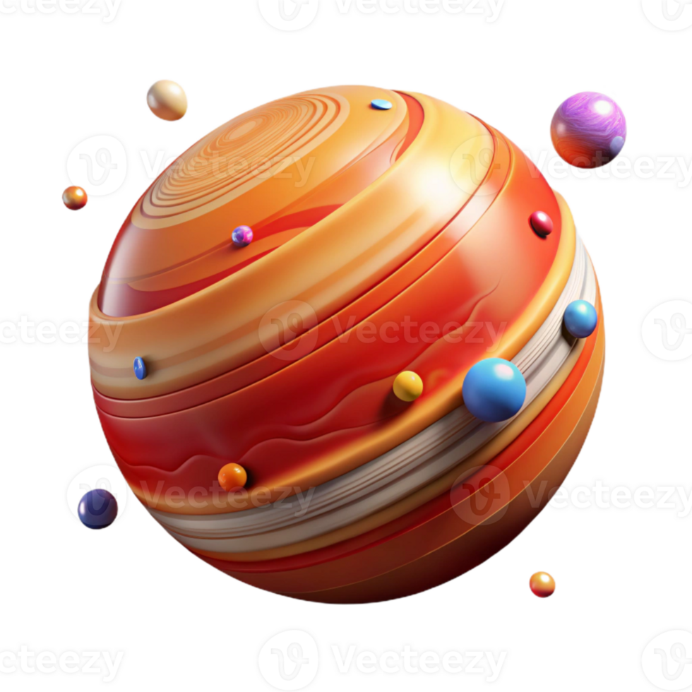 vibrant classic Jupiter Planet with Great Red Spot Isolated for Educational Use detailed png