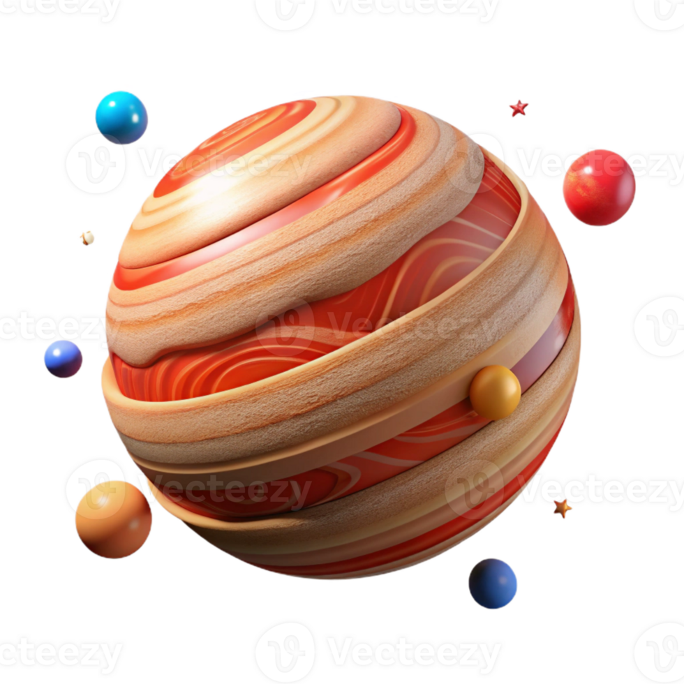 serene abstract Jupiter Planet with Great Red Spot Isolated for Educational Use high resolution png