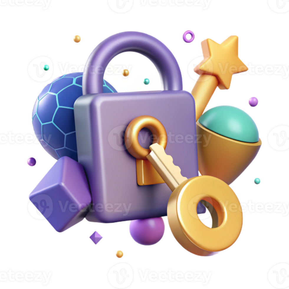 serene abstract Key Icon Access Security Unlock Isolated for Password Management detailed png
