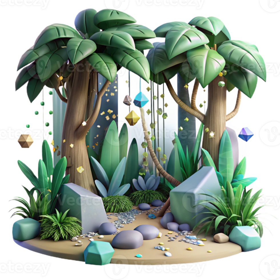 vibrant artistic Jungle with Vines and Trees Isolated for Rainforest Illustrations authentic png