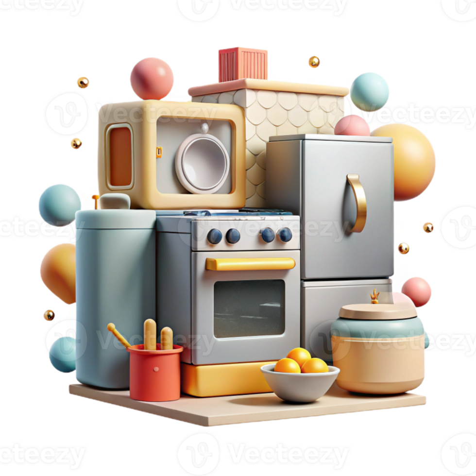 vibrant classic Kitchen Appliances Refrigerator Oven Cutout exclusive png