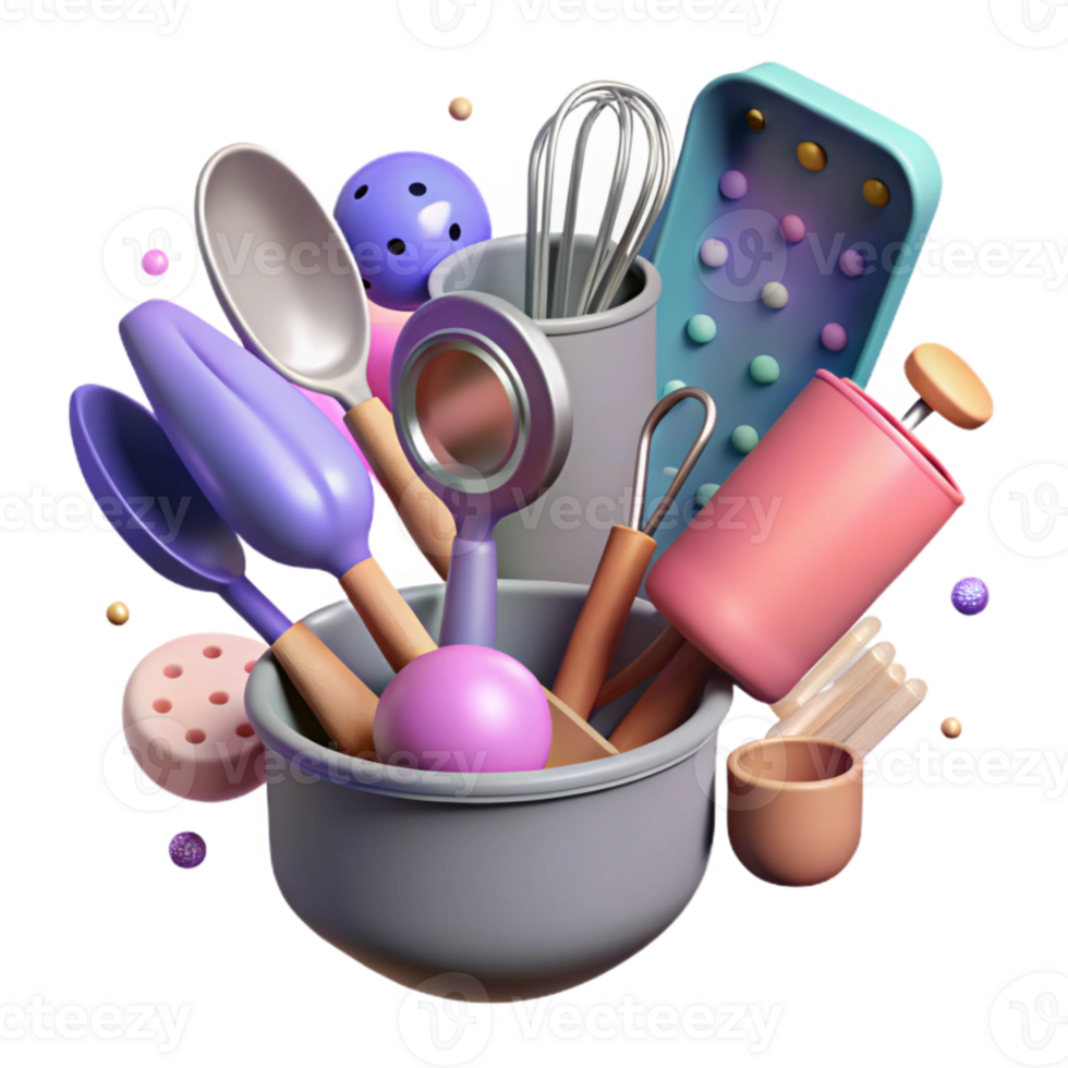 elegant artistic Kitchen Utensils Set Isolated for Cooking Websites high resolution png