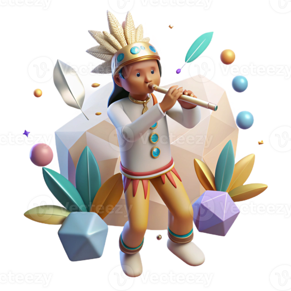 wonderful creative Kokopelli Native American Flute Player Transparent authentic png
