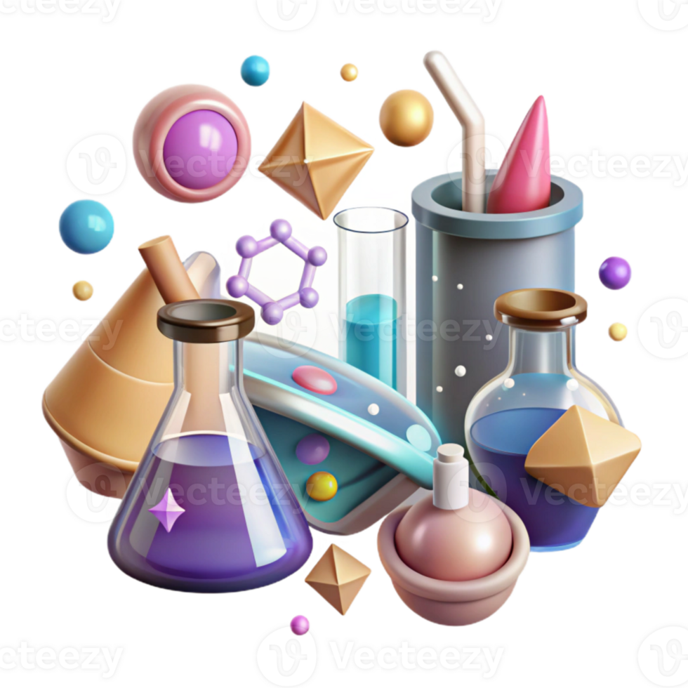 elegant rustic Lab Equipment Icons Set Illustration Isolated for Science Design authentic png